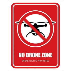 ТН-7019 - Табличка - Знак Квадрокоптер запрещен с надписью No drone zone, drone flights prohibited