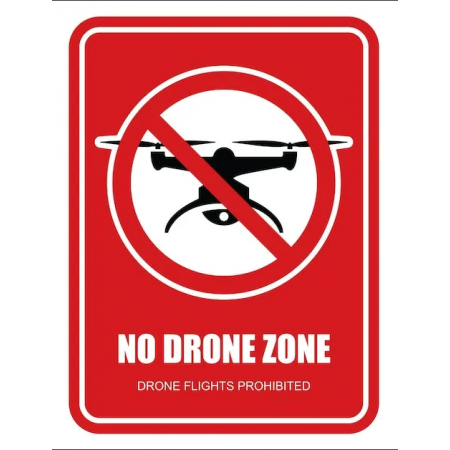 ТН-7019 - Табличка - Знак Квадрокоптер запрещен с надписью No drone zone, drone flights prohibited